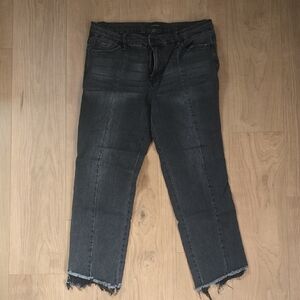 Flying Monkey Black Wash Cropped Frayed Hem Jeans